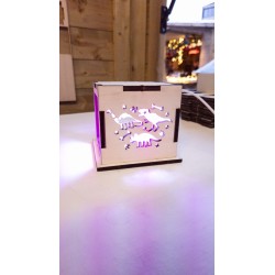 Kit  Dinosaure - lampe cube en bois à monter - dessin dinosaure
