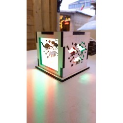 Kit  Dinosaure - lampe cube en bois à monter - dessin dinosaure