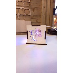 Kit Soleil Lune - lampe cube en bois à monter - dessin Soleil et Lune